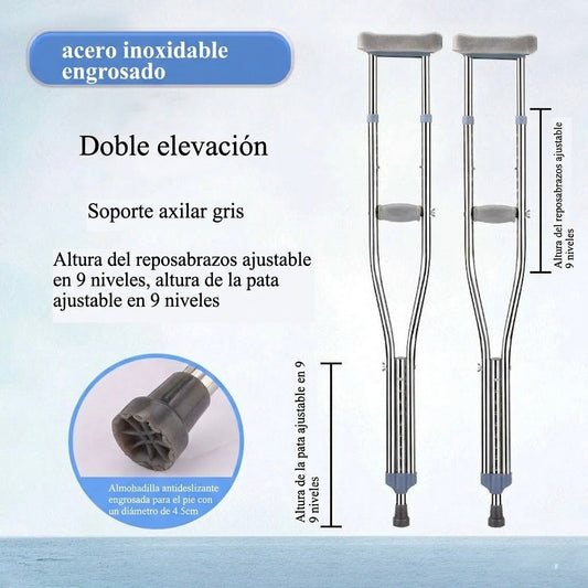 Muletas Axilares de Aluminio Ajustables a 3 Tamaños (Par) — imagen 2
