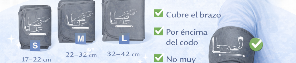 Cómo elegir la talla del brazalete del baumanómetro y colocarlo correctamente