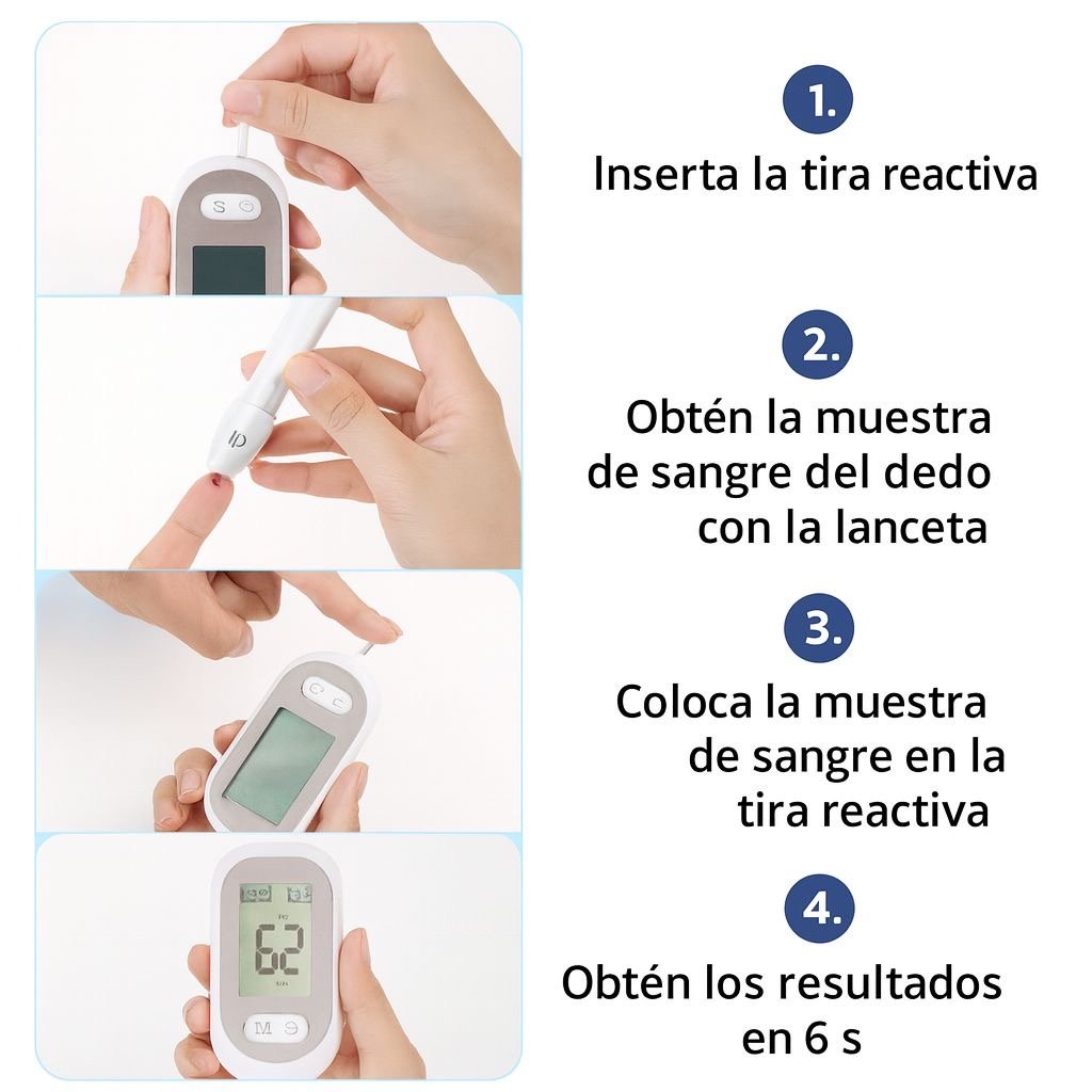 Glucómetro Digital KH-100 con 50 Tiras y 50 Lancetas — imagen 6