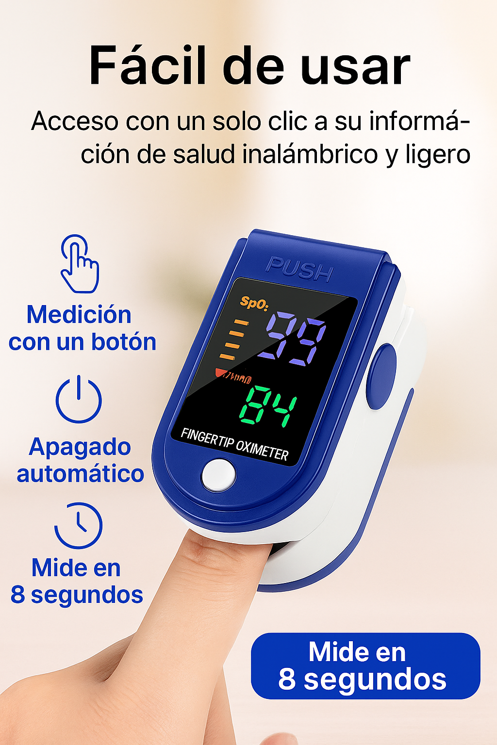 Oxímetro de Pulso Digital para Dedo AD-902 — imagen 3