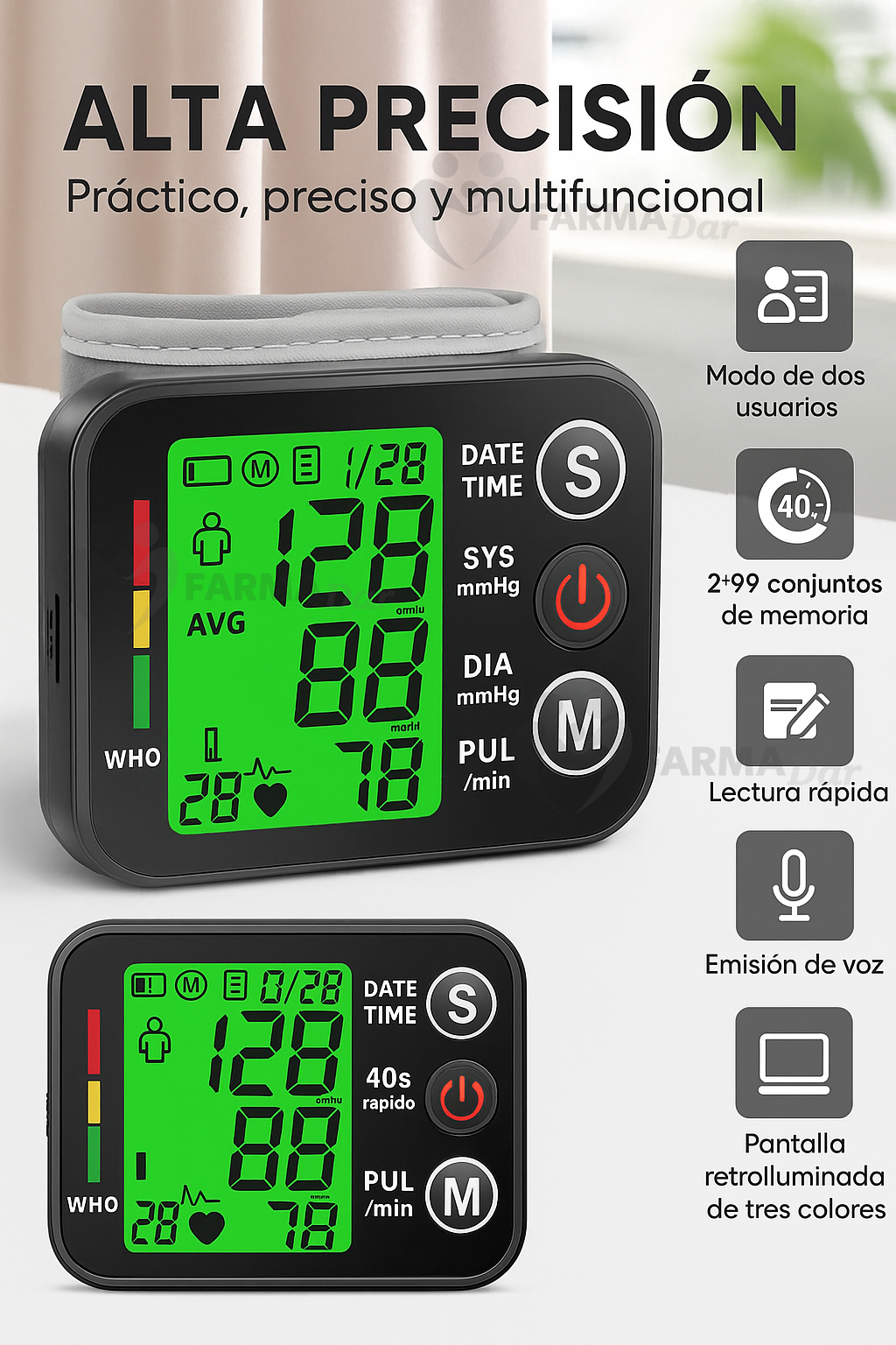 Monitor de Presión Arterial Automático de Muñeca BP-A02 — imagen 4