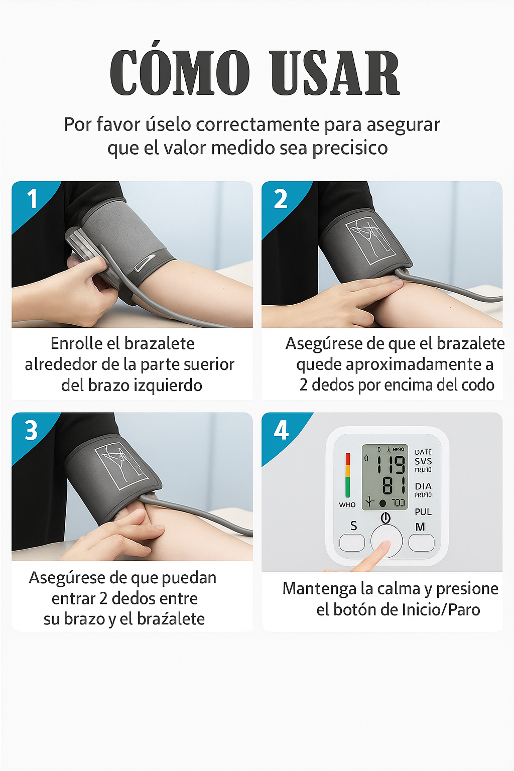 Baumanómetro Digital de Brazo BP-S04 Blanco — imagen 3