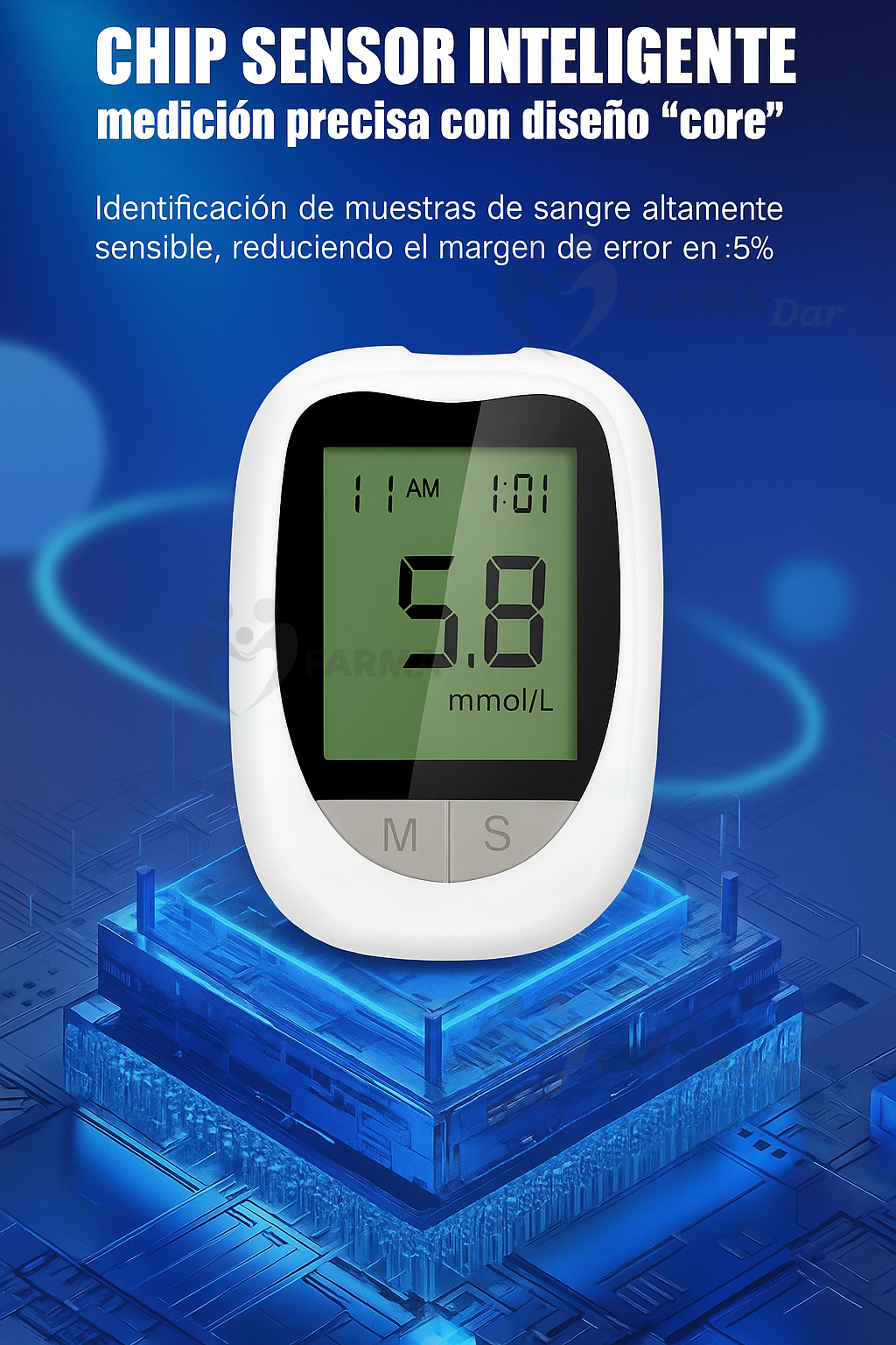 Glucómetro Digital KH-100 con 50 Tiras y 50 Lancetas — imagen 5