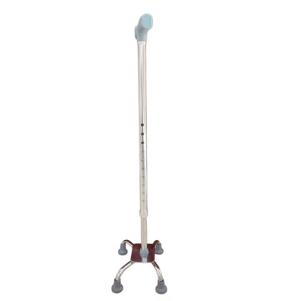 Bastón de 4 patas de aluminio con empuñadura ergonómica gris