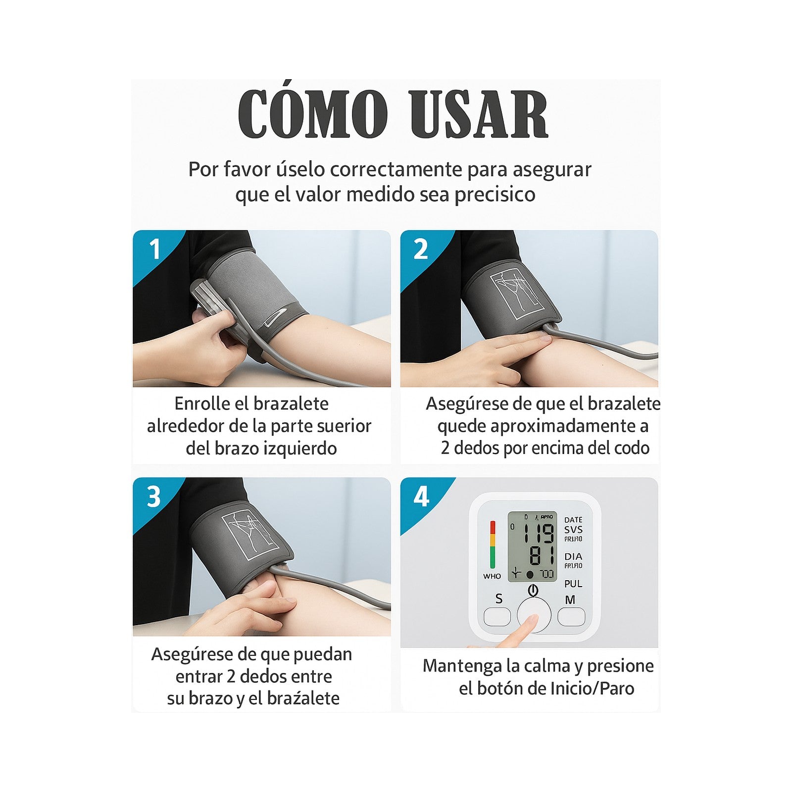 Baumanómetro Digital de Brazo BP-S04 Blanco — vista 3