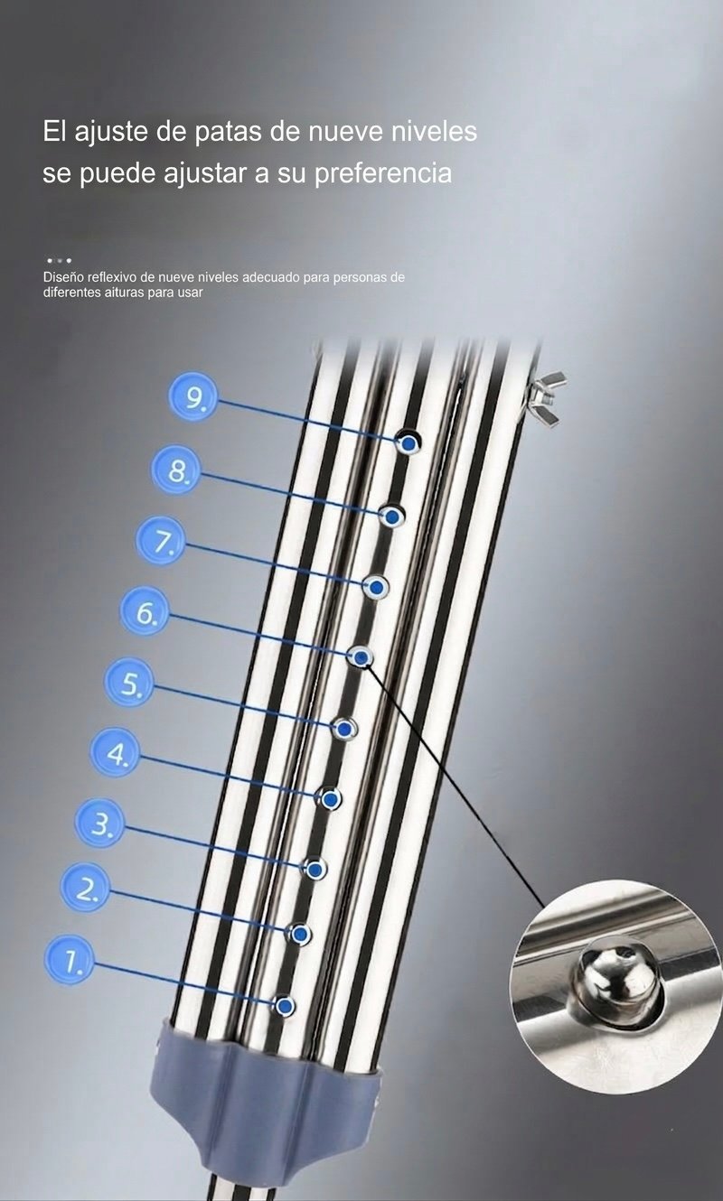 Muletas Axilares de Aluminio Ajustables a 3 Tamaños (Par) — imagen 5