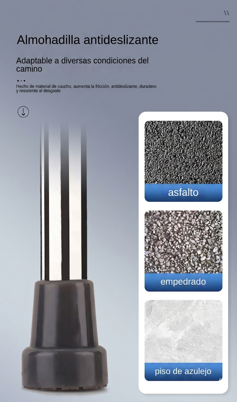 Muletas Axilares de Aluminio Ajustables a 3 Tamaños (Par) — imagen 3