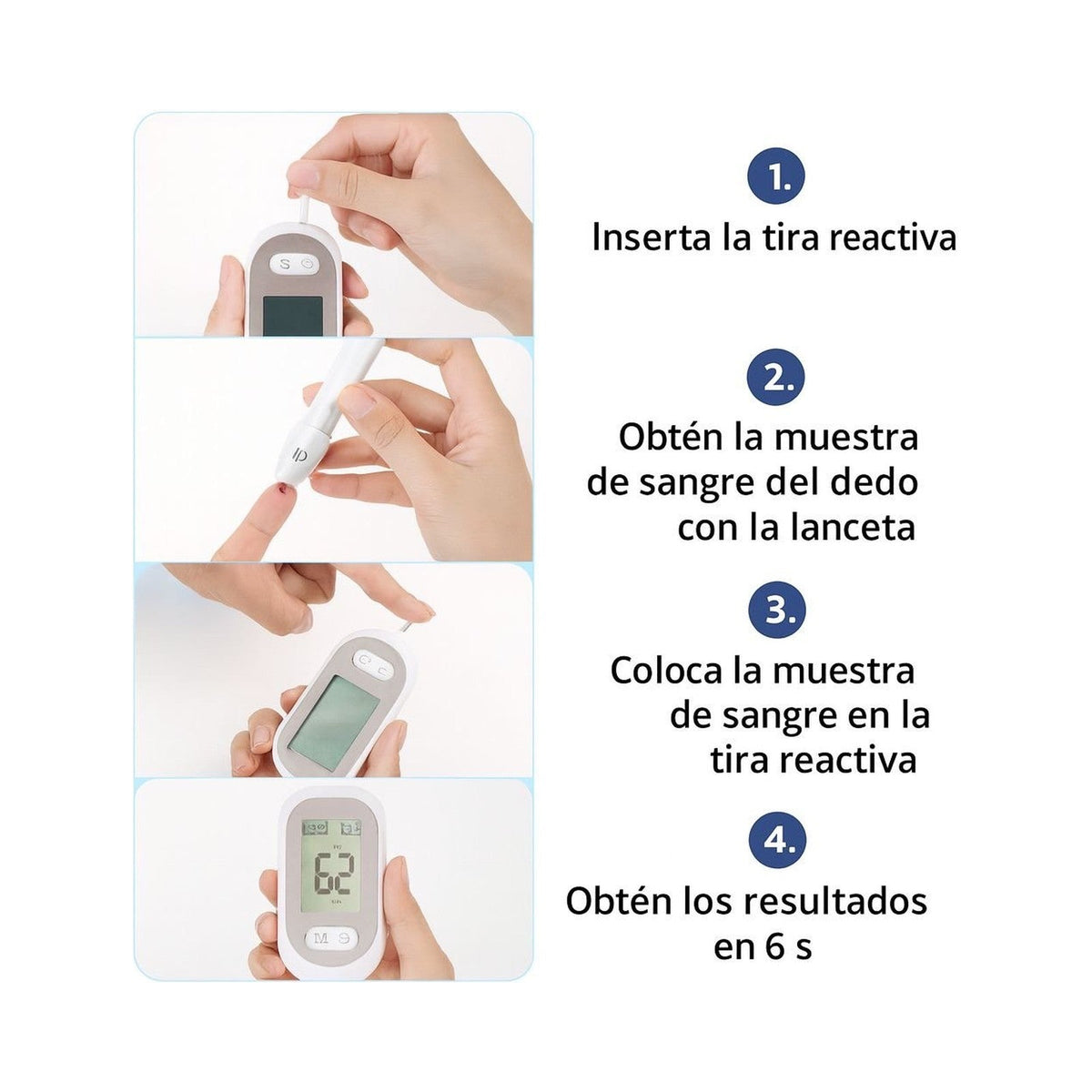 Glucómetro Digital KH-100 con 50 Tiras y 50 Lancetas — vista 6