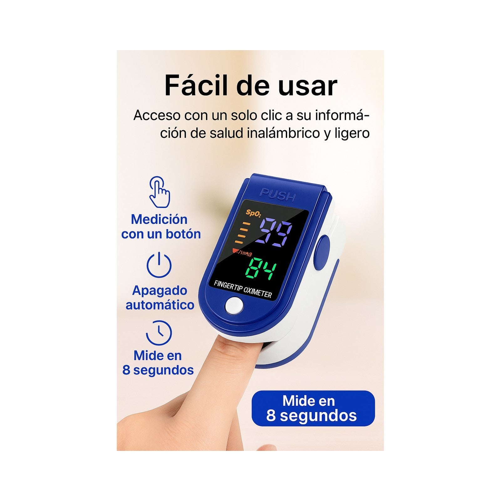 Oxímetro de Pulso Digital para Dedo AD-902 — vista 3