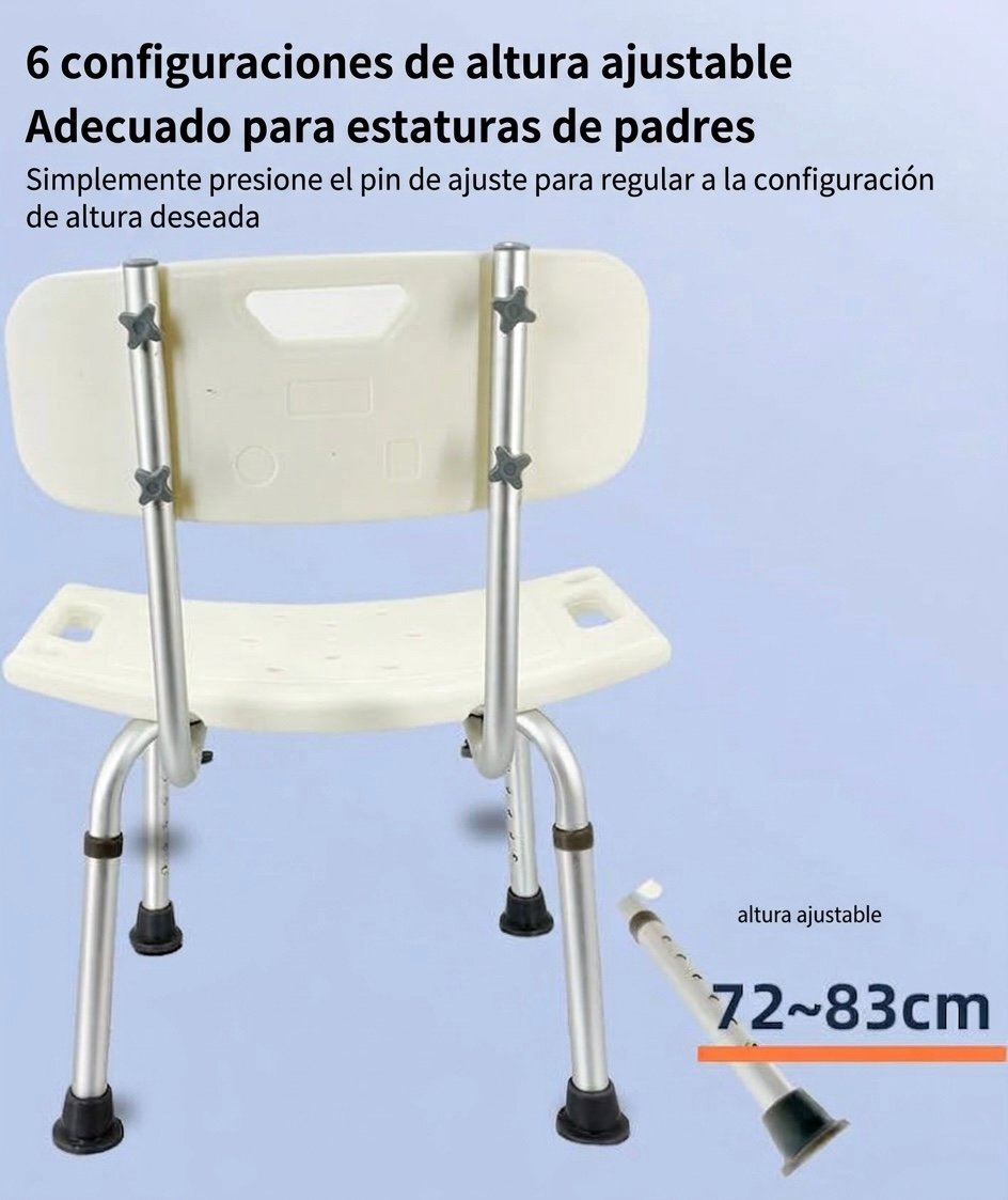 Silla para Ducha de Aluminio con Asiento Antiderrapante — imagen 5