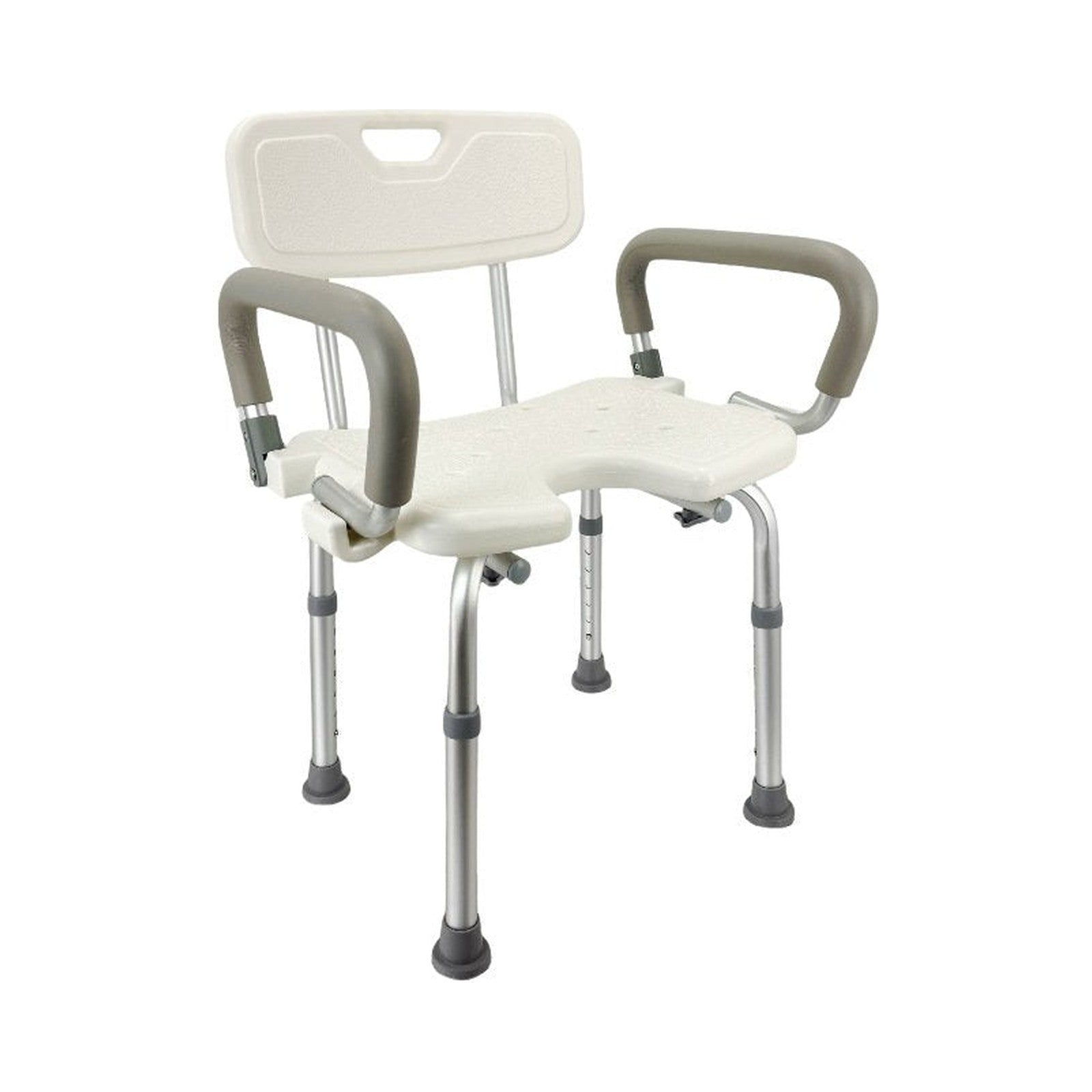 Silla de Ducha de Aluminio Ajustable con Descansabrazos