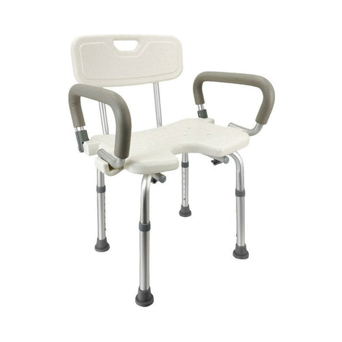 Silla de Ducha de Aluminio Ajustable con Descansabrazos
