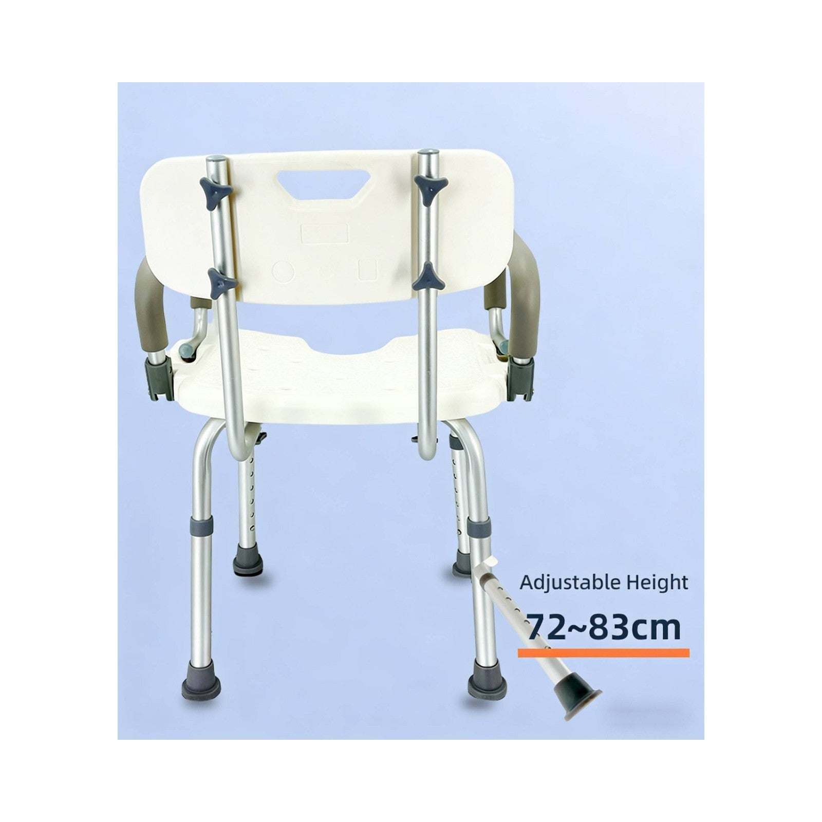 Silla de Ducha de Aluminio Ajustable con Descansabrazos — vista 5