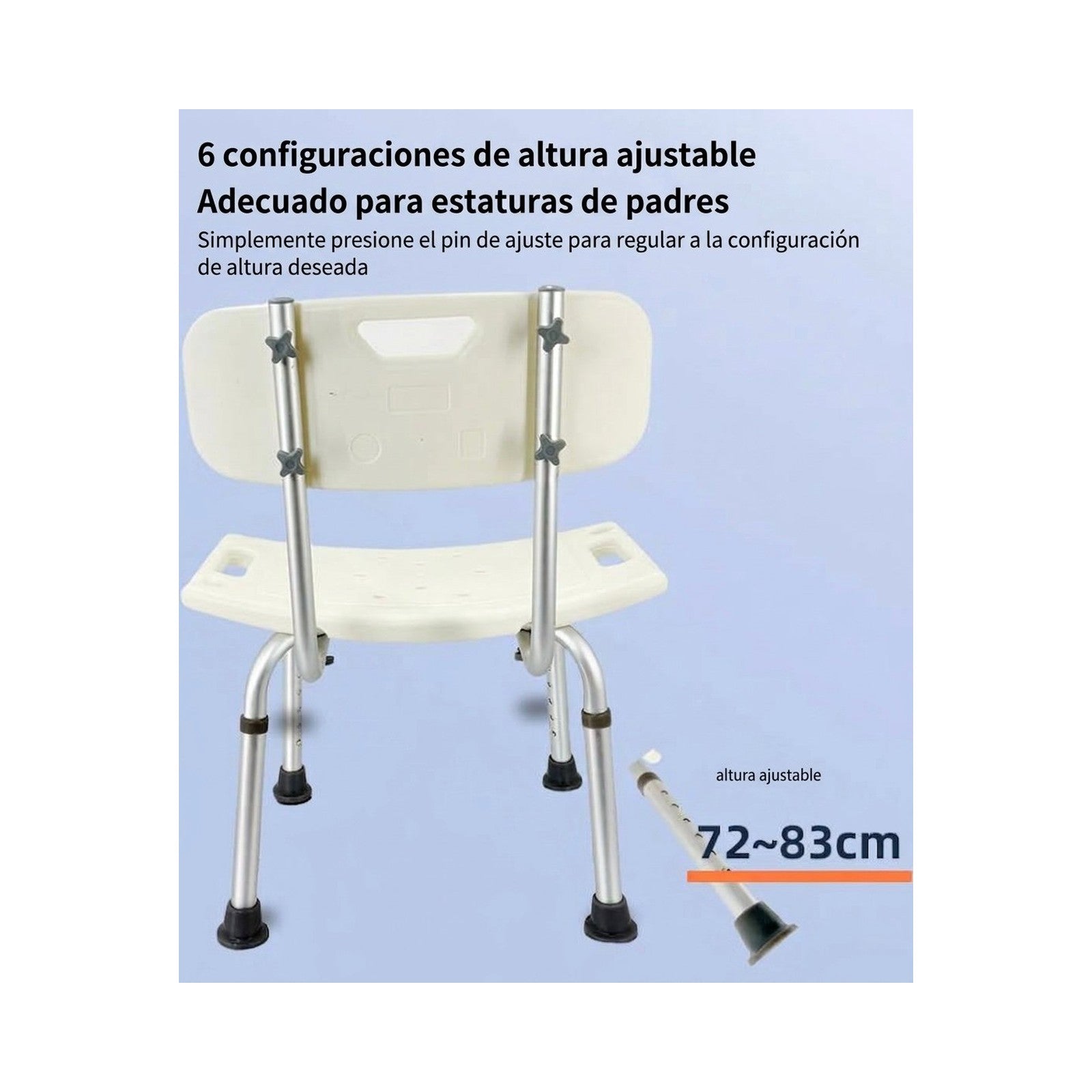 Silla para Ducha de Aluminio con Asiento Antiderrapante — vista 5