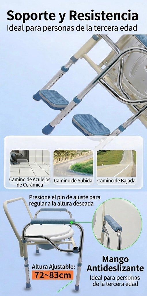 Silla Cómodo 3 en 1 para Baño y WC de Aluminio Ajustable — imagen 2
