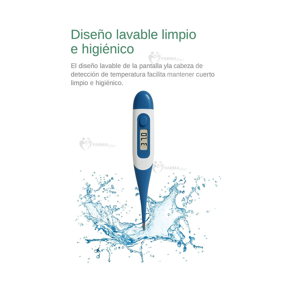 Termómetro Digital LCD de Punta Flexible Azul Marino — vista 6